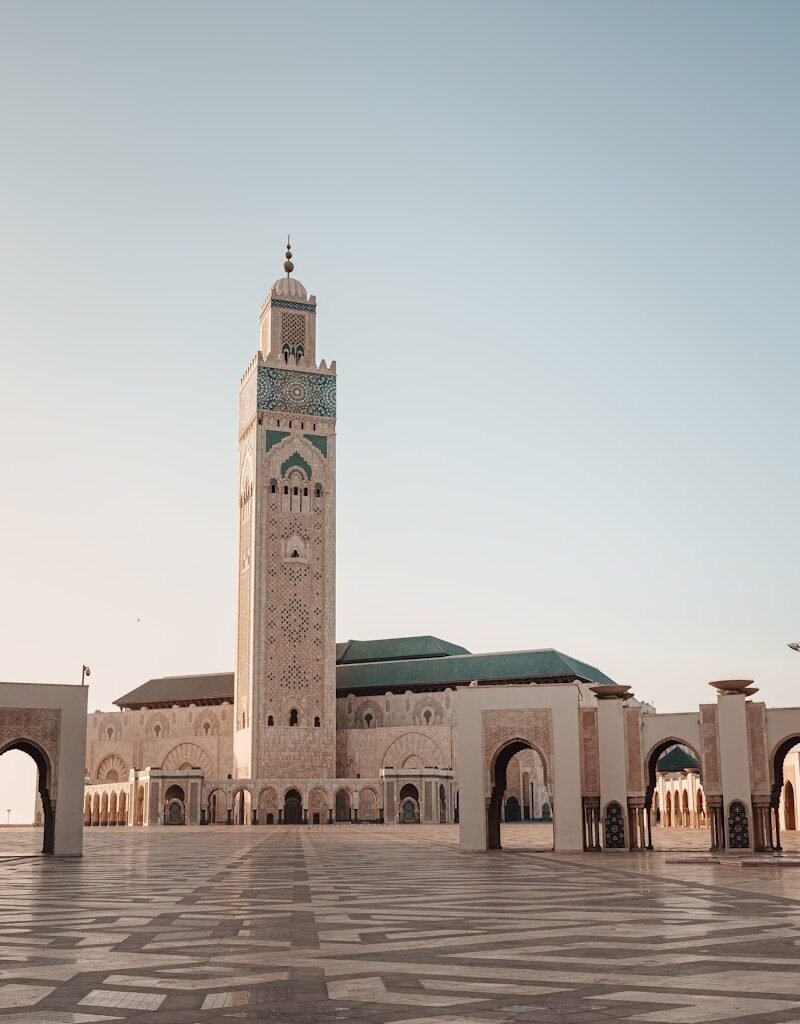 a large building with a clock tower in the middle of it
